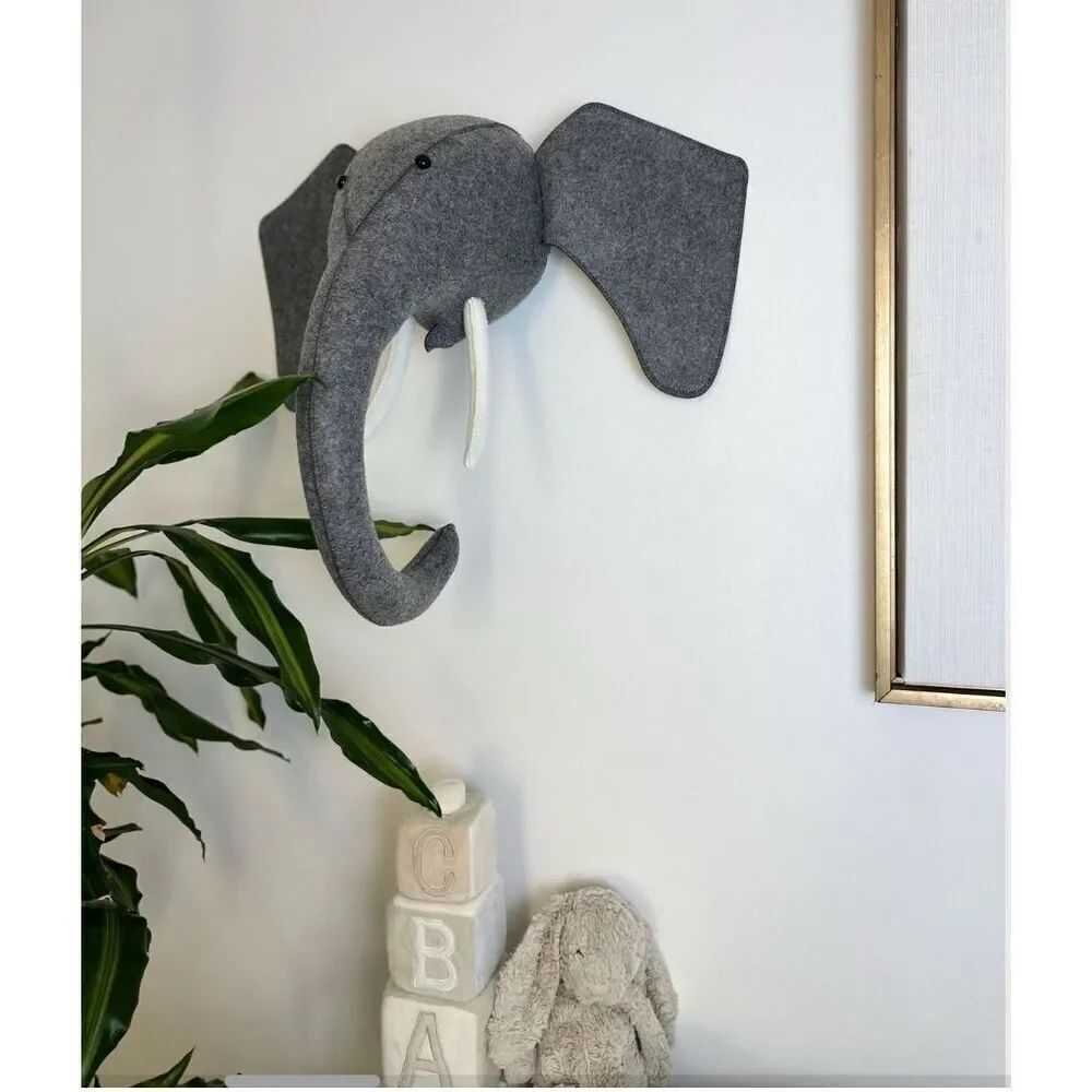 Gray Felt Elephant - Picture 3 of 5